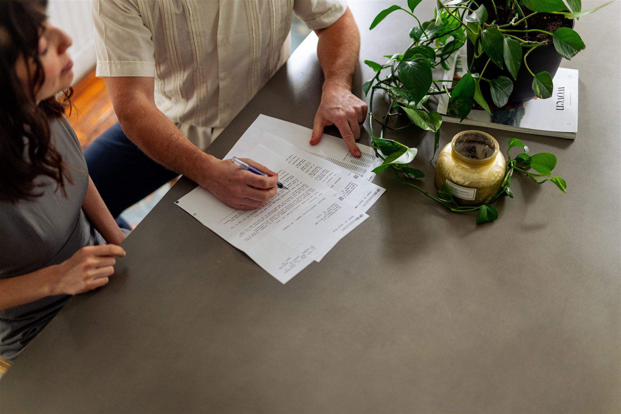 Reviewing financial documents